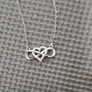 Elegant Silver Heart Infinity Necklace